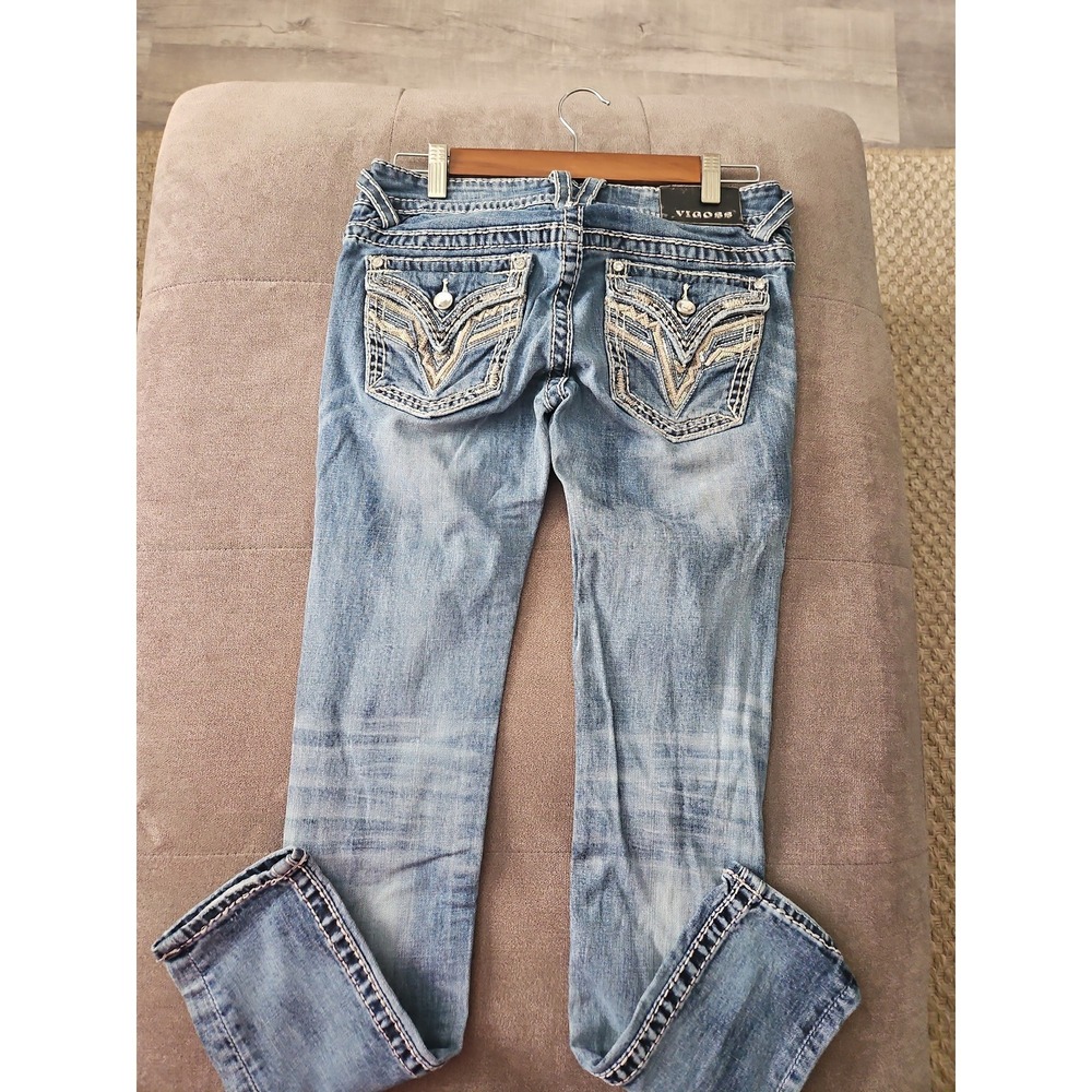 Vigoss The New York Skinny Jeans Size 27 Embellished Flap Pocket Y2K Western Boh